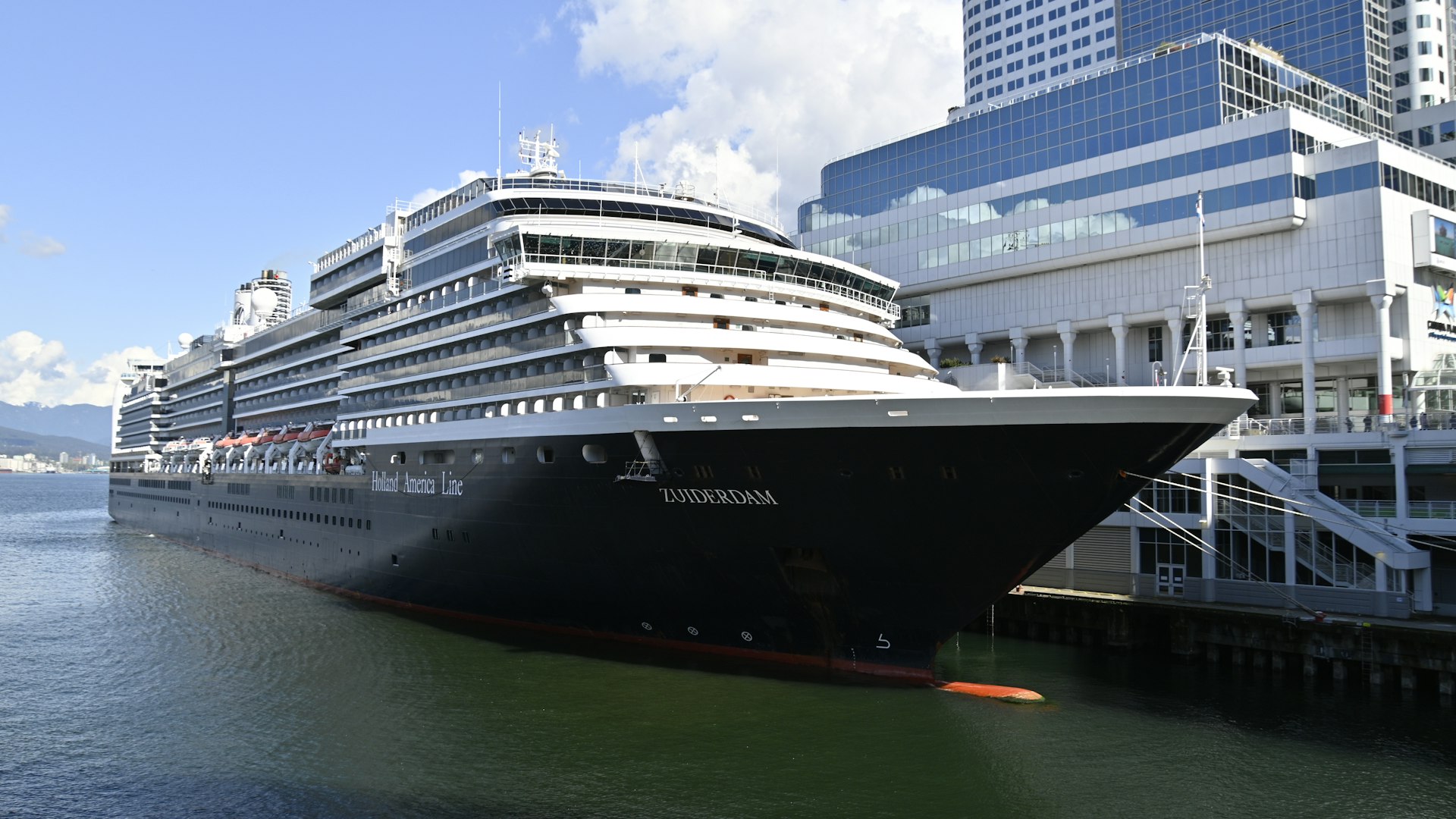 Holland America Line ship docked at Canada Place in Vancouver