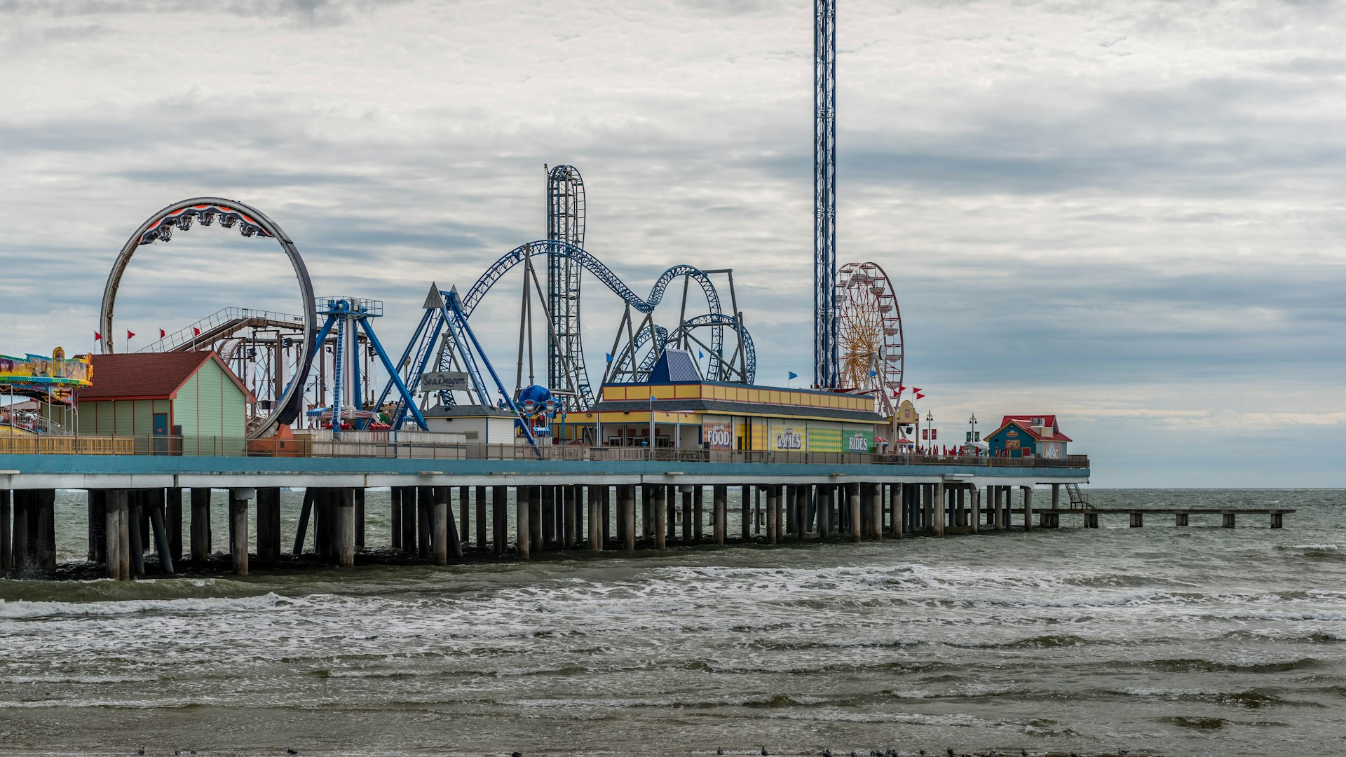 Galveston Island Historic Pleasure Pier on the Gulf of Mexico