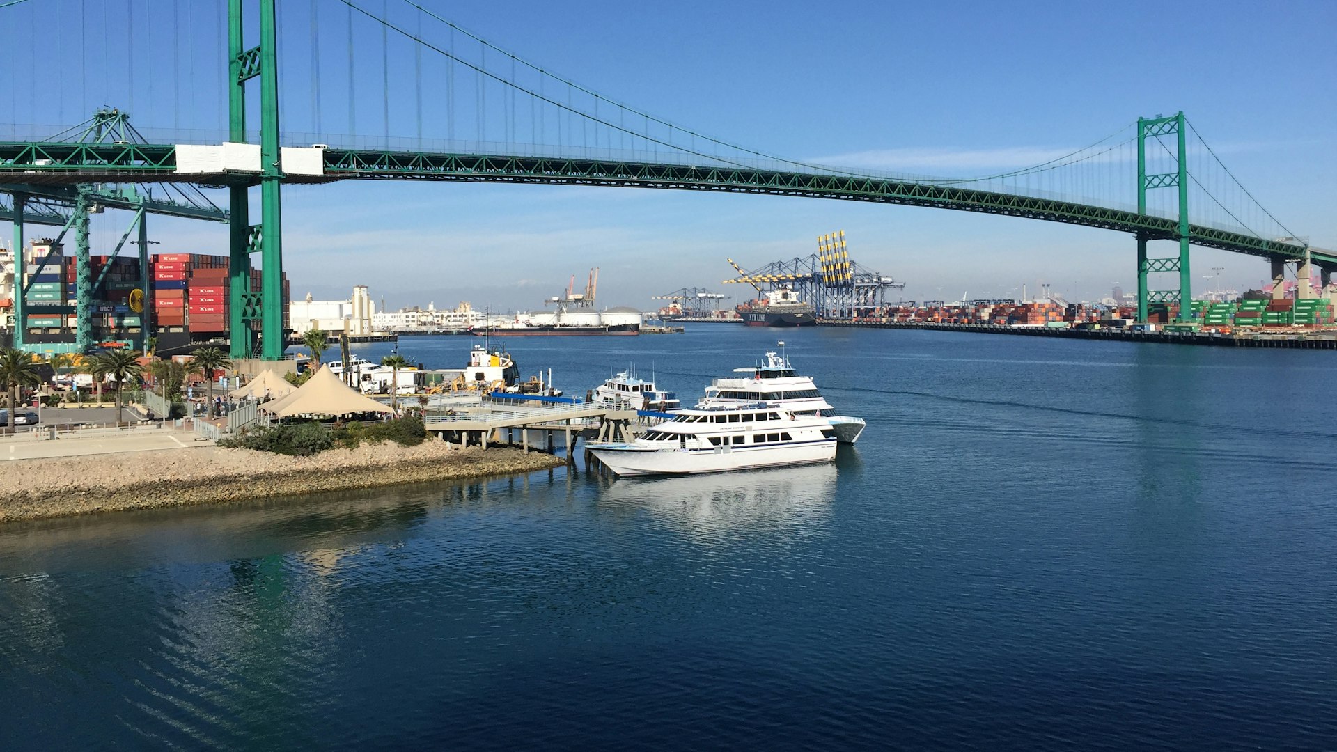 Vincent Thomas Bridge over the Port of Los Angeles in San Pedro