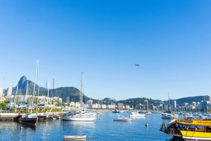 Rio de Janeiro harbor with Sugarloaf Mountain above the marina