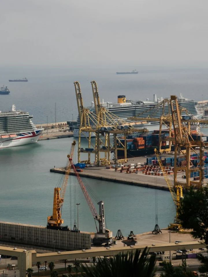 Cruise ship docked in the port of Barcelona